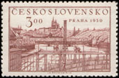 Celostátní výstava poštovních známek PRAHA 1950 (současná Praha) - 3 Kčs hnědočervená