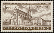 Celostátní výstava poštvních známek Brno 1958 - chrám sv. Tomáše v Brně