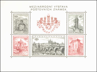 Mezinárodní výstava poštovní známke PRAGA 1955 - aršík