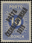 Pošta československá 1919 - Doplatní známky z roku 1916 - 10 K modrá