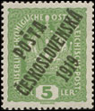 Pošta československá 1919 - Výplatní známky malého formátu z let 1916 - 1918 - 5 h světle zelená