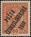 Pošta československá 1919 - Výplatní známky malého formátu z let 1916 - 1918 - 80 h červenohn