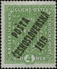 Pošta československá 1919 - Výplatní známky velkého formátu z let 1916 - 1919 - 4 K světle zelená