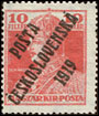 Pošta československá 1919 - Výplatní známky z roku 1918 - 10 f červená